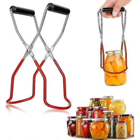 Glassklypetang, Anti-skåld Klype, Glassklypetang, Rustfritt Stål Hermetiseringsglass Løftetang Med Grep Håndtak For Varme Glass Og Mason Glass (rød)