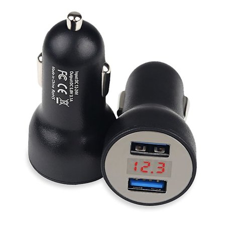 2 Usb-autonlaturi 3.1a Matkapuhelin Autonlisävarusteet Carregador De 12-24v Automotiva Led Punainen Jännitteen Näyttösovitin Pistoke Nopea