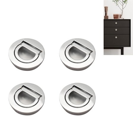 4-pack runda handtag med inbyggd dragring, dolda tatamihandtag för skåp, dörr, möbler