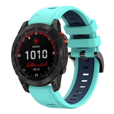 För Garmin Fenix ​​7 Solar 22mm Tvåfärgad Sports Silikon Watch Band