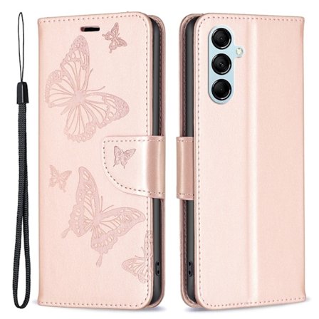 Butterfly läder Samsung Galaxy M14 fodral - Rosa