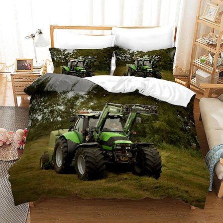 3D Digitaltryckning Cool Traktor Serie Sängkläder Tredelad Set TLJ12 180*200cm -ZHENV(180*200cm)