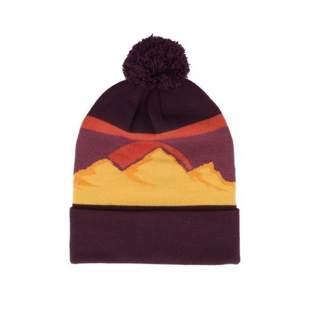 Beechfield - Lila Beanie - Desert Mountain Peaks Purple/Yellow Pom @ Hatstore