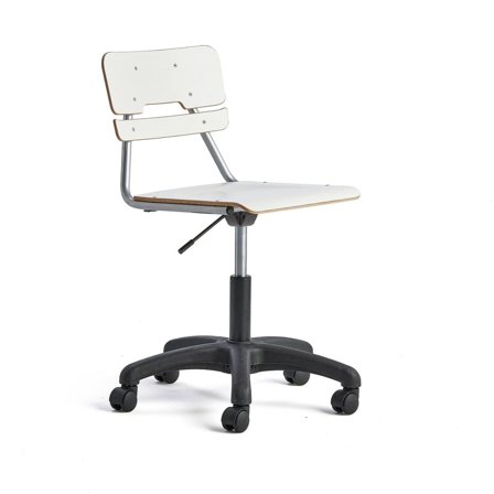 Stol LEGERE höj- och sänkbar, stor sits, hjul, 430-550 mm, vit