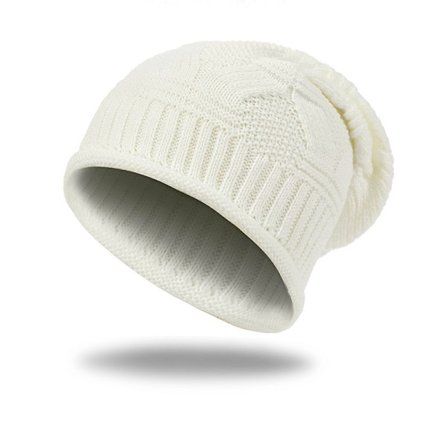 Varme strikhuer til efterår/vinter, buffet-huer i koreansk stil til mænd og kvinder, hvid