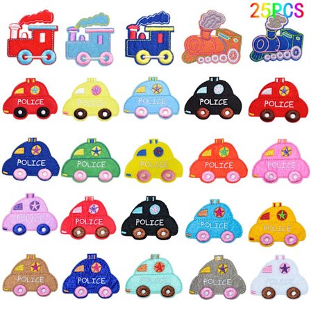 25 st broderade tygmärken lappningsmärken kan anpassas datorbroderi tecknad bil kreativt mode reparation dekorativa klistermärken