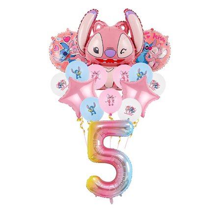 Disney Lilo Stitch Födelsedagsfest Dekoration Barn Stitch Tema Bordsartiklar Set Ängel Ballonger Grattis Banner Tillbehör För Tjej Favor