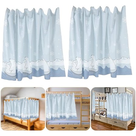 2 stk. Nederste Køjeseng Telt, Kollegie Privatlivsdug Gardiner Privatlivsdug Sortdug Gardin Under Køjeseng Gardiner, 200x115cm