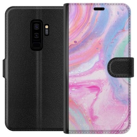 Kompatibelt Lommeboketui til Samsung Samsung Galaxy S9+ Abstrakt pastellfarget marmor kunst med flytende akryl effekt i rosa, blått og grønt for mod