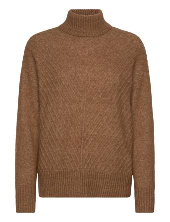 Slfsif Sisse Ls Knit Highneck B Brown Selected Femme