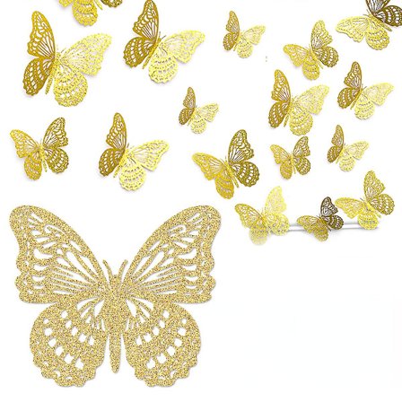 3d Fjärilsväggdekor 48 st 3 storlekar-vita fjärilsfödelsedagsdekorationer&fjärilsfestdekorationer&fjärilskakdekorationer-avtagbara