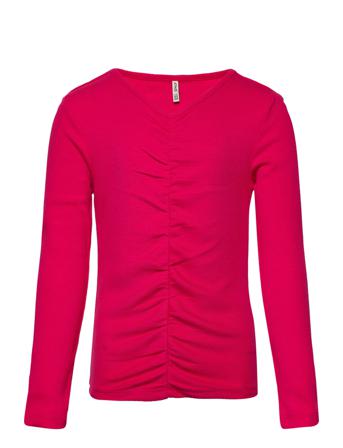 Kogphiline L/S Ruching V-Neck Top Bf Jrs T-shirts Long-sleeved T-shirts Rosa Kids Only