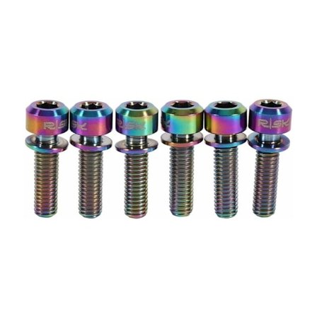 6 stk. Cykel Frempindsskruer i Titan Koniske Skruelågsskruer med Spændeskiver Sæt Mountainbike Frempind