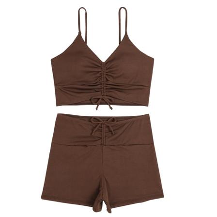 Todelt Vintage Badedrakt for Kvinner - Retro Halter, Rynket Høy Midje