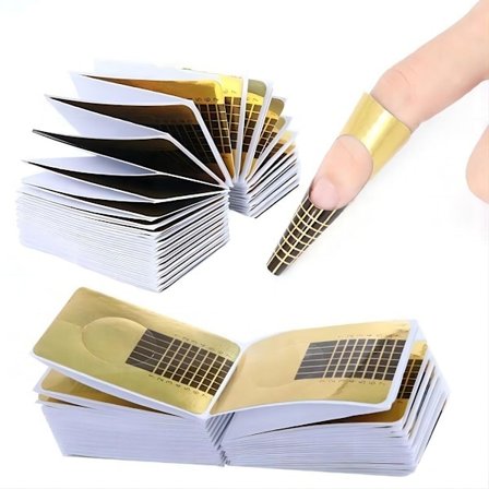 100 Ark Guld Manikyrpappersbricka: Nödvändigt för Nagelförlängning Pappersbricka Mallar Former Klistermärken Formar UV Gel