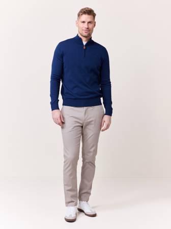 MATCH - Bradley zip genser - Redford - Str. L - Herre - Gensere & Cardigans - Blå - 100% bomull
