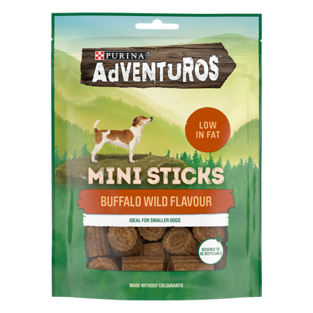 Purina Adventuros - Adventuros Mini Sticks Buffalo Flavour 90g x 6 stk. - Hund - Hundegodbiter & tyggebein - Belønningsgodbiter for hund - ZOO.no
