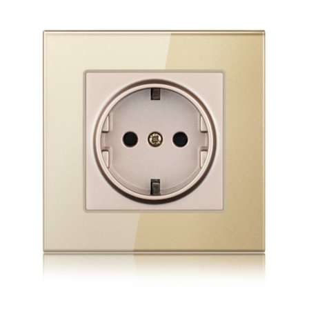 Europastil uttag, europeisk standard 16A vägguttag, europeisk standard härdat glaspanel (guld härdat glas)