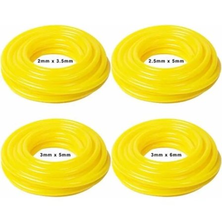 TS-sæt med 4 PVC-brændstofslanger Længde 1,5 m Dimensioner (indvendig diameter x udvendig diameter) 2,5 x 5 mm, 3 x 5 mm, 2 x 3,5 mm, 3 x 6 mm