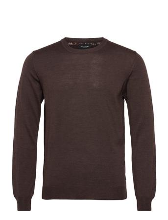Merino - Iq Strikkegenser M. Rund Krage Brun SAND