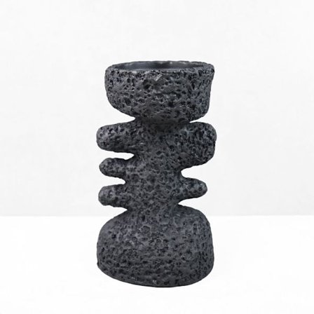 Kycladic II Lysestage Dekoration 12X10X20Cm Harpiks Sort