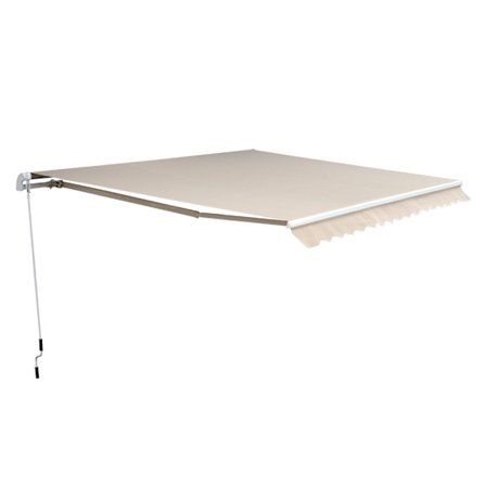 Justerbar terrassemarkise, 4,5 x 3m, beige, med håndsving