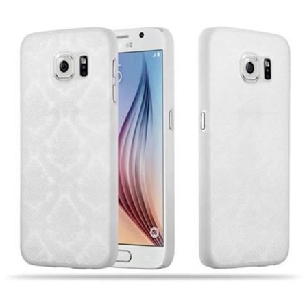 Skyddande hårt bakskal för Samsung Galaxy S6 med blommig paisley henna-design i vitt.