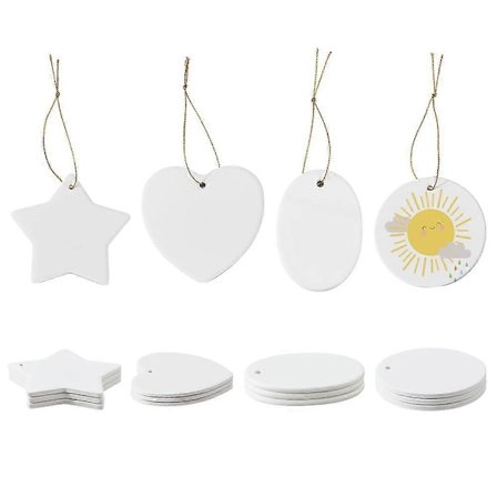 16 stk. 4 stilarter keramiske ornament emner porcelæn ornament emner til juletræ håndværk DIY boligindretning