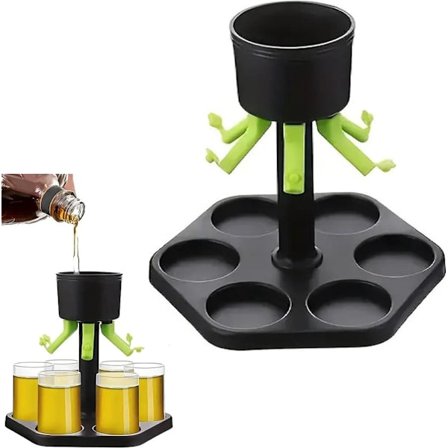 Shot Fontæne - Shot Dispenser - Drikkevare Dispenser - Shot Dispenser - Alkohol Dispenser - Shotglas - Drik - Spil - Fest - Til 6 Shotglas