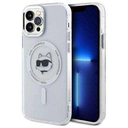 Karl Lagerfeld IML Metall Choupette Huvud MagSafe iPhone 12 Fodral - Vit