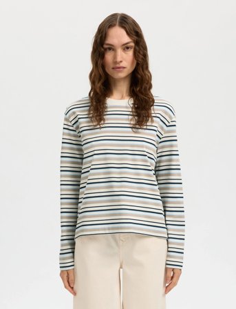 Selected Slfessential Ls Striped Boxy Tee Noos - Multi/patterned - L