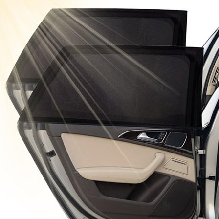 Solskjerm for bilvindu, 2-pakning sokker for barn og kjæledyr, blokkerer UV-stråler, anti-myggnett, universal størrelse for de fleste biler