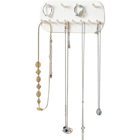 [CA] Halskjedehenger Veggfeste, Lim, Smykkelagring Henger Har 12 Kroker For Halskjeder, Ringer, Armbånd, Kjeder, Nøkler - Hvit (FMY)