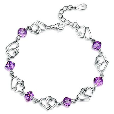 Hjärtformad öppen armband berlock länkar dam flickor smycken present, 1 st