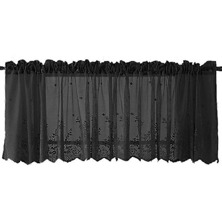 130*41cm Musta 1 kpl Kukka pitsi verho kirjonta puoliksi läpikuultava lyhyt ikkunaverho keittiöön kaunis ruokasalin ikkunan sisustus