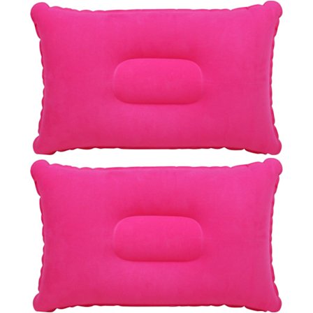 Oppustelige puder x2 – Multipak med oppustelige puder, der er perfekte til rejser/camping/udendørs/fiskeri - Ultra lette vandafvisende puder (lyserød)