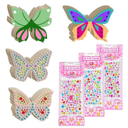 28 PCS Sommerfugler DIY Tretreverk Små Trebiter 3 Stykker Boret og Limt Barn Rå Tretreverk Håndverk Sett