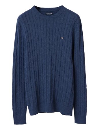 Lexington Clothing Cotton Cable Knitted Sweater - Navy - XL