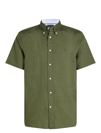 Linen Blend Solid Ss Rf Shirt Green Tommy Hilfiger