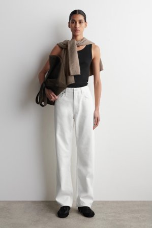 COS Women's Camiseta De Tirantes De Canalé De Algodón in Negro