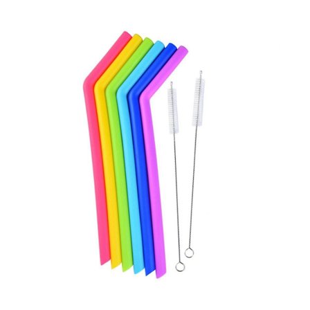 Silikonstrån och rengöringsborstar - (6) Strån och (2) Rengöringsborstar