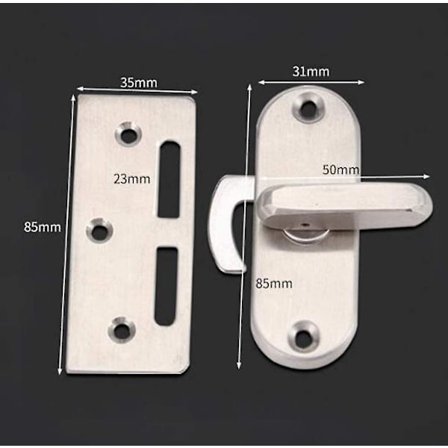 90 Graders Svingdør Låsbeslag i Rustfritt Stål - Skyvedørslås - Buede Dørspenne