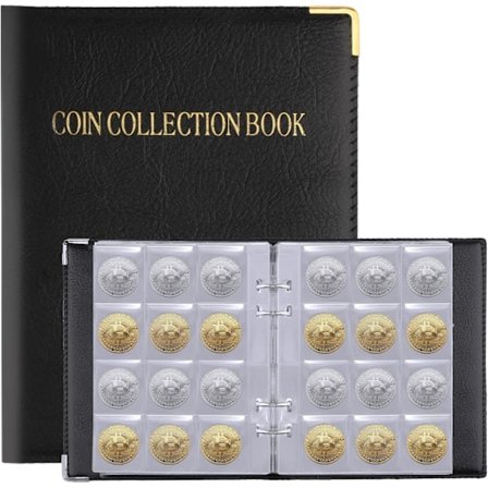 20 sider/480 lommer møntalbum med sort læder hardcover, ZQKLA