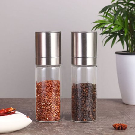 2PCS Pepper Grinder Set, Salt Mill Set, 2 Piece Adjustable Grind