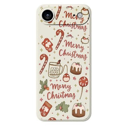 For iPhone 17 Air Mobiltelefondeksel God Jul Mønstertrykk Rett Kant TPU Mobiltelefon Bakdeksel - Beige