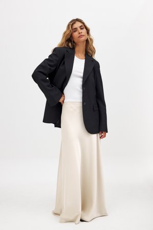 NA-KD Satin Maxi Skirt - Satin nederdele - Beige - EU 38