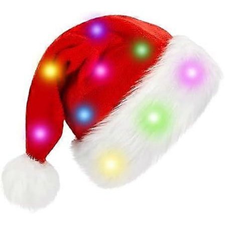 LED-lue av høy kvalitet, morsom lue, plysj-nisselue, lysende morsomme luer for barn og voksne, innebygde lys, rød nisselue, klassisk cosplay-lue, lue 