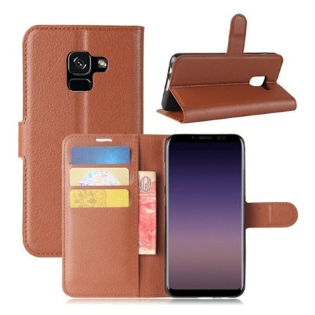 Samsung Galaxy A8 (2018) Etui laget av kunstlær og silikon - Brunt