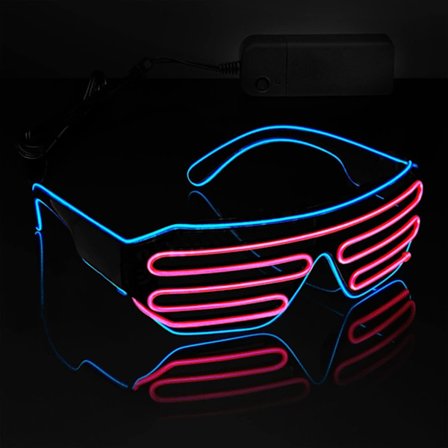 Glow In Dark Flashing Led Solglasögon, Lysande Glasögon För Fester, EDM, Halloween RB01 (Blå+Rosa)