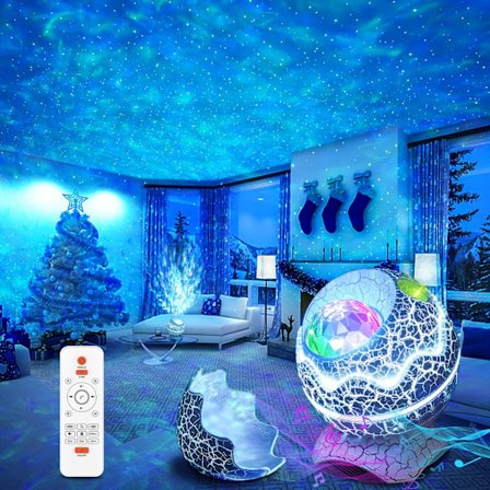 Tähtiprojektori Yövalo, Galaksivaloprojektori Makuuhuoneeseen Valkoisen Kohinan Bluetooth-Kaiuttimella, Dinosaurusmuna Galaksiprojektori 